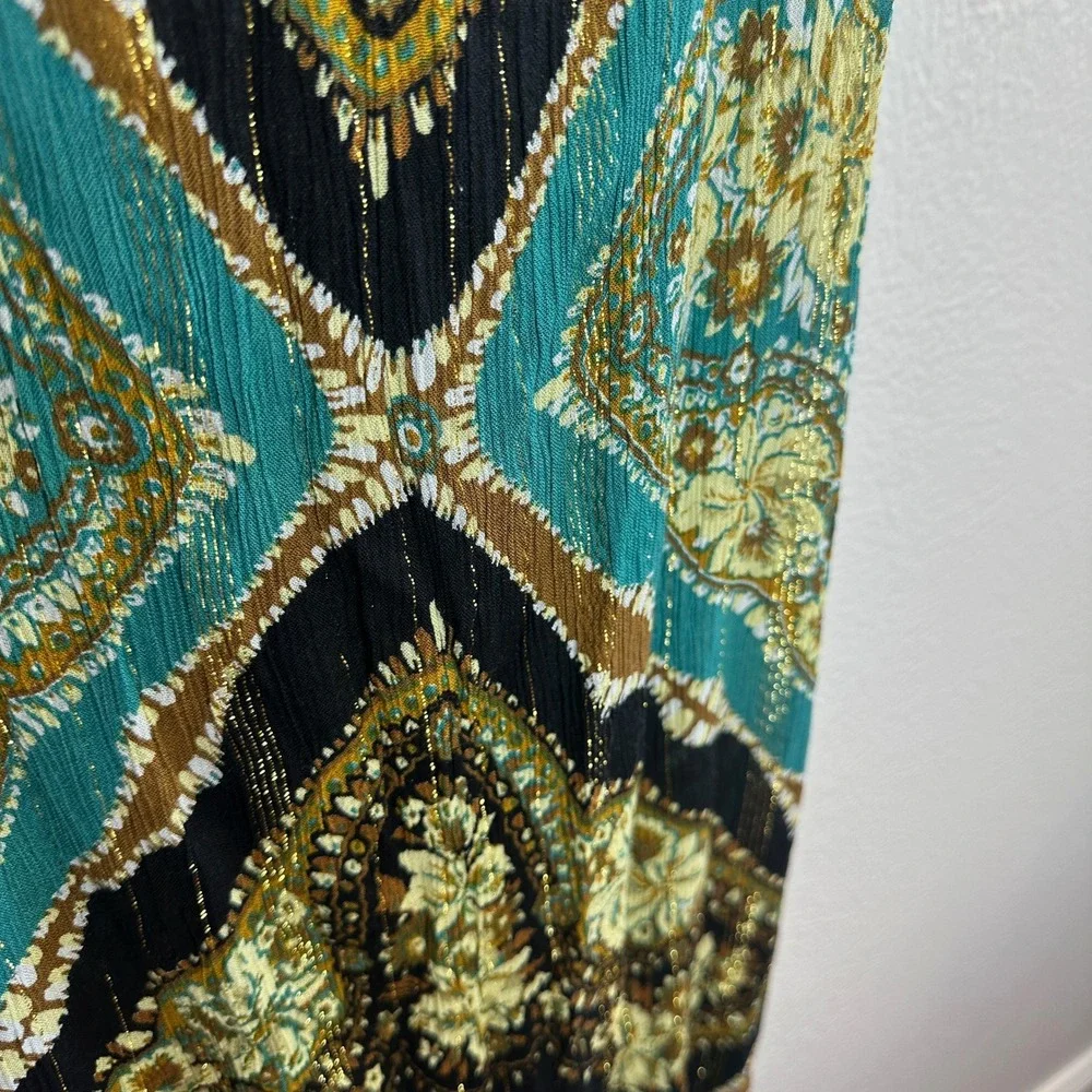 Free People Intimately Latigo Bay Combo Paisley Metallic Maxi Dress Small NEW‎